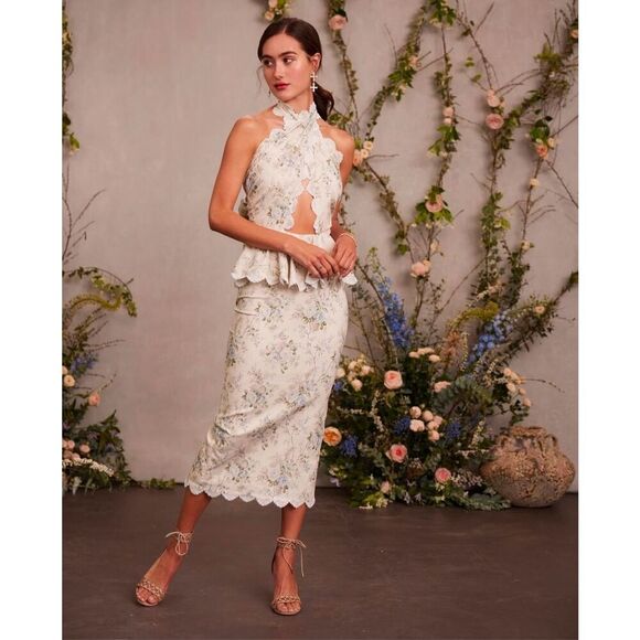 V Chapman The Daisy Halter Dress in Blue Bouquet XS Size 0 - Picture 9 of 10